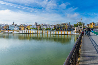 Bridge over river against sky