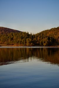 Scenic view of lake against clear sky