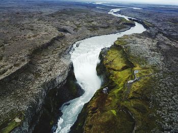 High angle view of waterfall