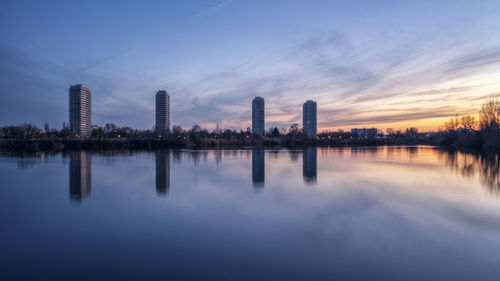 Reflection of buildings in water