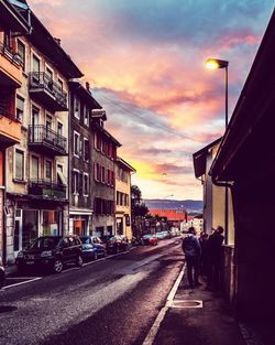 City street at sunset