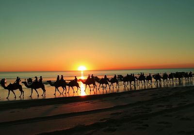 Scenic view of sea at sunset