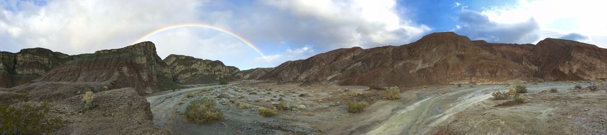 Panoramic view of rocky mountains against sky