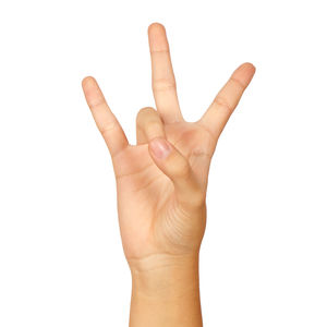Close-up of human hand against white background