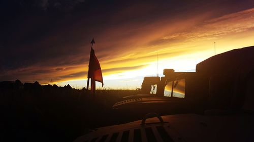 Silhouette of buildings at sunset