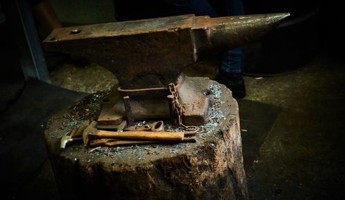 Close-up of rusty machine