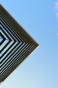 Low angle view of modern building against clear sky