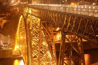 Dom luis i bridge over douro river in city at night