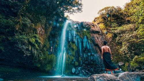 Scenic view of waterfall in forest