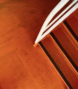 High angle view of umbrella on wooden table
