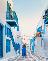 Rear view of man walking on street