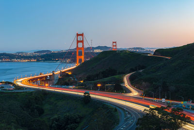 Golden gate bridge over road