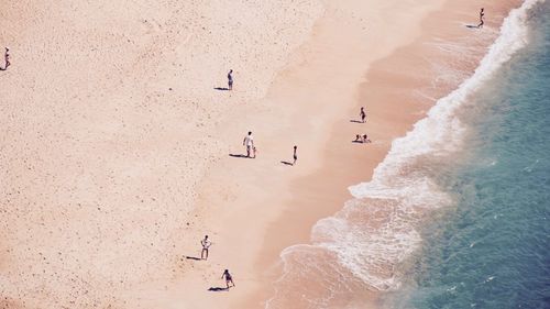 High angle view of people at beach