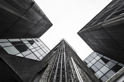 Directly below shot of modern building against clear sky