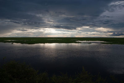 Scenic view of lake against sky