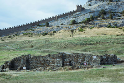 Low angle view of old ruin building