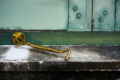 Close-up of metal door