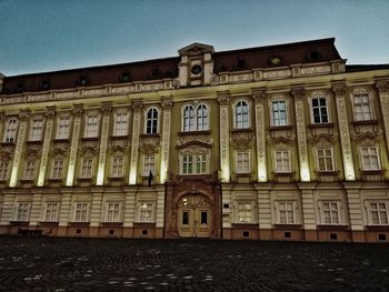 Low angle view of building against clear sky