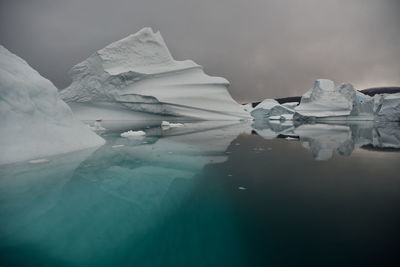 Scenic view of frozen sea against sky