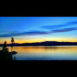 Scenic view of lake against cloudy sky