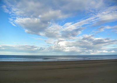 Scenic view of sea against cloudy sky