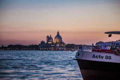 View of mosque at sunset