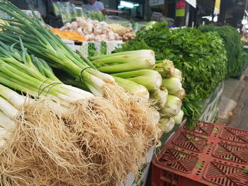 Vegetables for sale at market stall