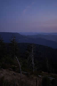 Scenic view of landscape against sky at night