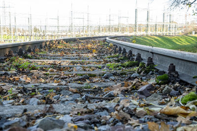 Surface level of railroad track