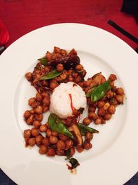 High angle view of food in plate