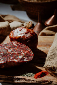 Close-up of food on cutting board