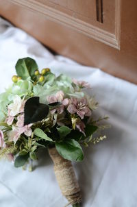 High angle view of rose bouquet