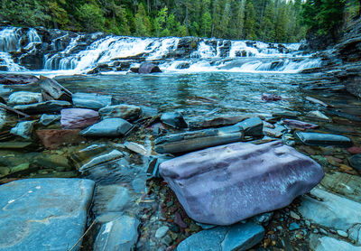 River flowing through rocks in forest
