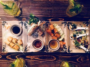 High angle view of food on table