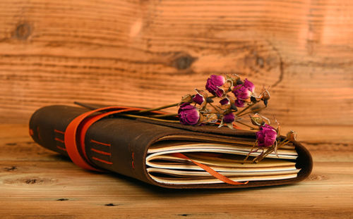 Surface level of book on table