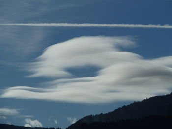 Low angle view of silhouette mountain against sky