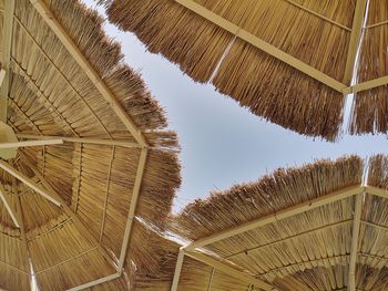 Low angle view of roof against sky