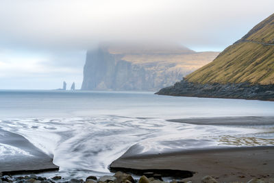 Scenic view of sea against sky during winter