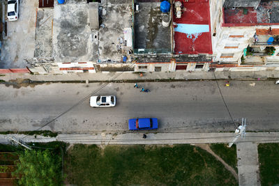 High angle view of buildings in city