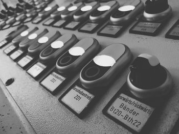 Push buttons in control room