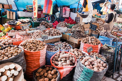 Various fruits for sale at market stall