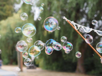 Close-up of bubbles against blurred background