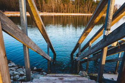 High angle view of bridge over river