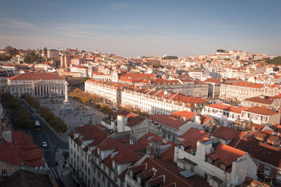 High angle view of townscape against sky