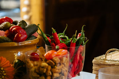 Close-up of food on table