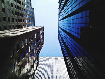 Low angle view of modern buildings in city