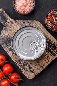 High angle view of food on table