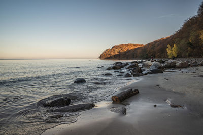 Scenic view of sea against clear sky