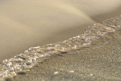 High angle view of wet sand on beach