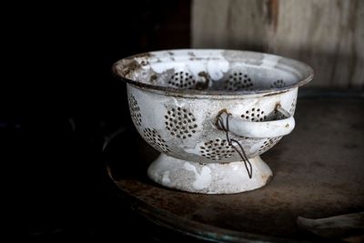 Close-up of coffee cup on table